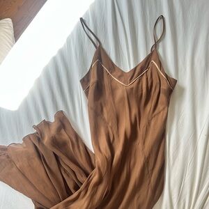 Brown reformation vintage bias cut slip dress